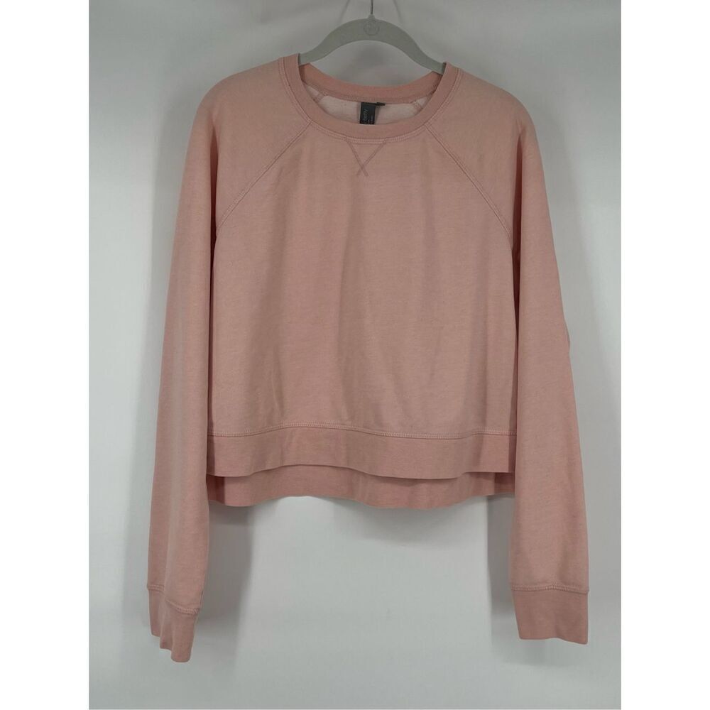 Sweaty Betty Chelsea Cropped Long Sleeve French Terry Peach Pink Size Large EUC - Picture 1 of 9